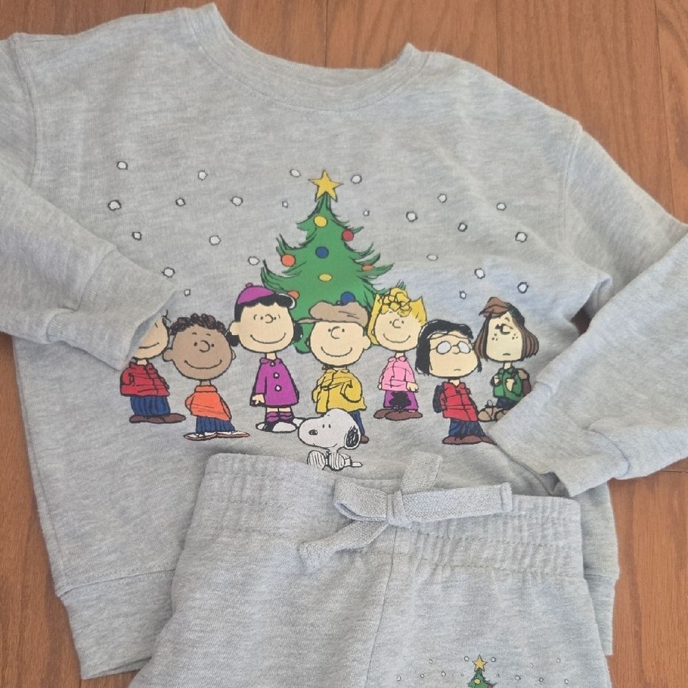 Peanuts Gray Kids Matching Set - Picture 2 of 5